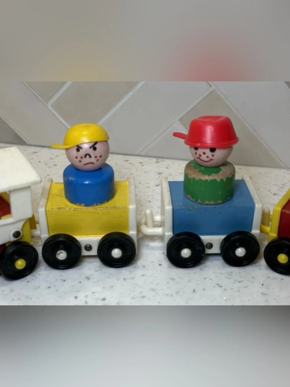 Vintage RARE 1963 Fisher Price Little People #719 Wooden Train Choo-Choo